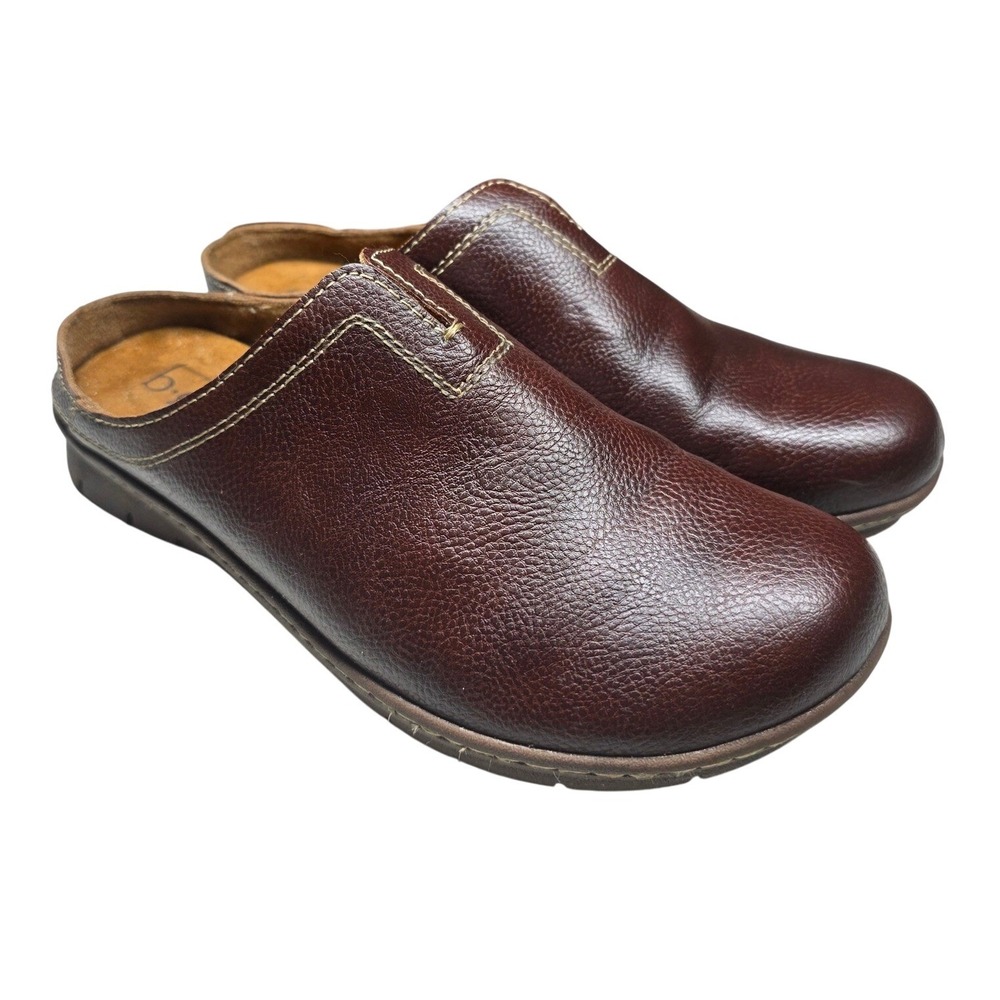 b.o.c. Born Concept Brown Pebbled Leather Clogs Mules Size 7M BC0040823